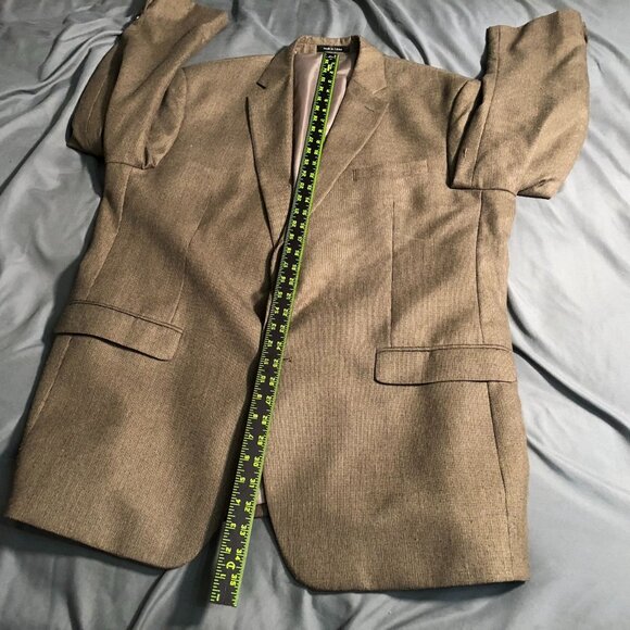 Chaps Mens Blazer Jacket Size 46R Gray Wool-Blend Double Button Workwear Brown - Picture 8 of 16